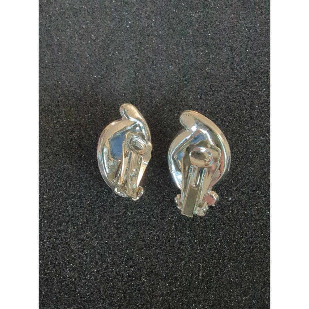 Antique Vintage Light Blue Clip On Earrings With Silver Toned Backing - Picture 2 of 2